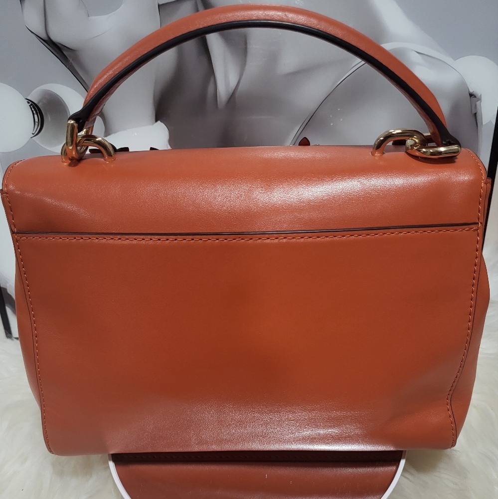 NWOT Michael Kors Flowers Ava Small Leather Top Handle Satchel orange floral bag - Picture 5 of 8